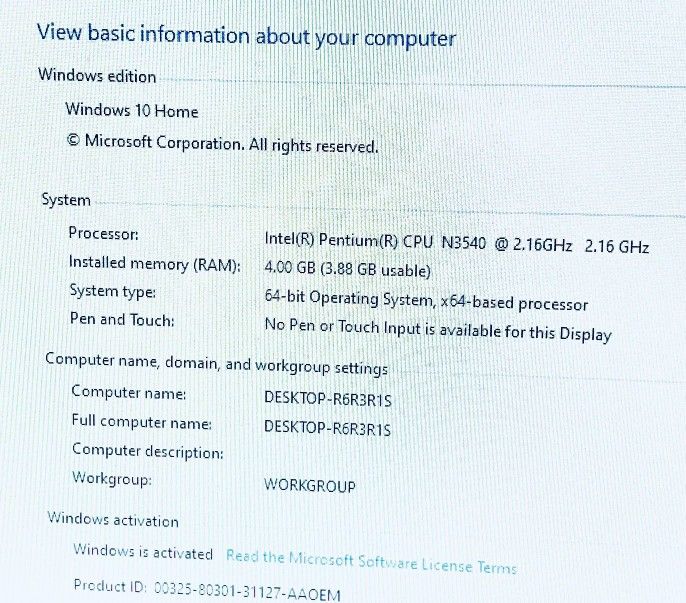 ACER Aspire 15” 4GB//120GB SSD Windows 10 Fully Functional