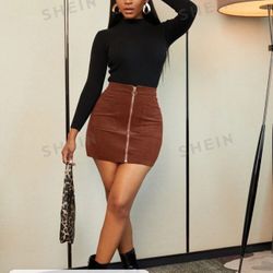 Brown Corduroy Skirt