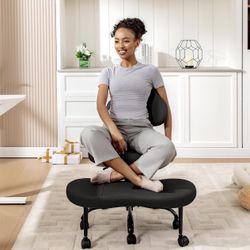 Office Chair Meditation Chair Plus, Crossed Legs Sitting Chair with Wheels, ADHD Chair, Desk Chair with Lumbar Support and Adjustable Stool, Flexible 