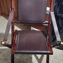 1 - Folding Chair In Mahogany, Faux Bamboo,  Leather And Brass 1960s,  $900. 