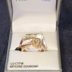 Brilliance 10K Rose Gold 1/2 CTTW Diamond Pearl Bridal Set, Women, Engagement