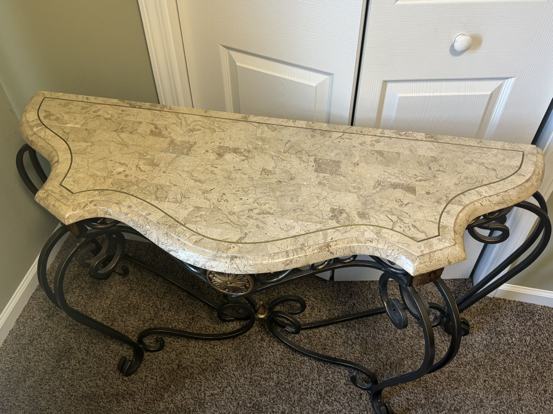 Console Table Metal Imitation Marble