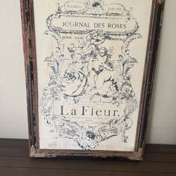 Vintage Wood Framed Journal Des Roses 
