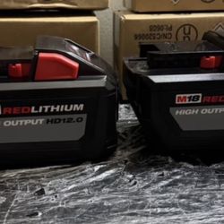 Milwaukee 12 Hr M18 18V Red Lithium High Outlet Batteries $200 EACH ONE