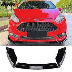 Fits 2014-2019 Ford Fiesta ST & ST Line 3PCS Front Lower Bumper Lip Air Dam Chin Spoiler Splitter IKON Style Painted Gloss Black ABS Plastic
