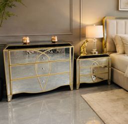 2 NEW BUBDLE DRESSER +NIGHTSTAND MIRROR
