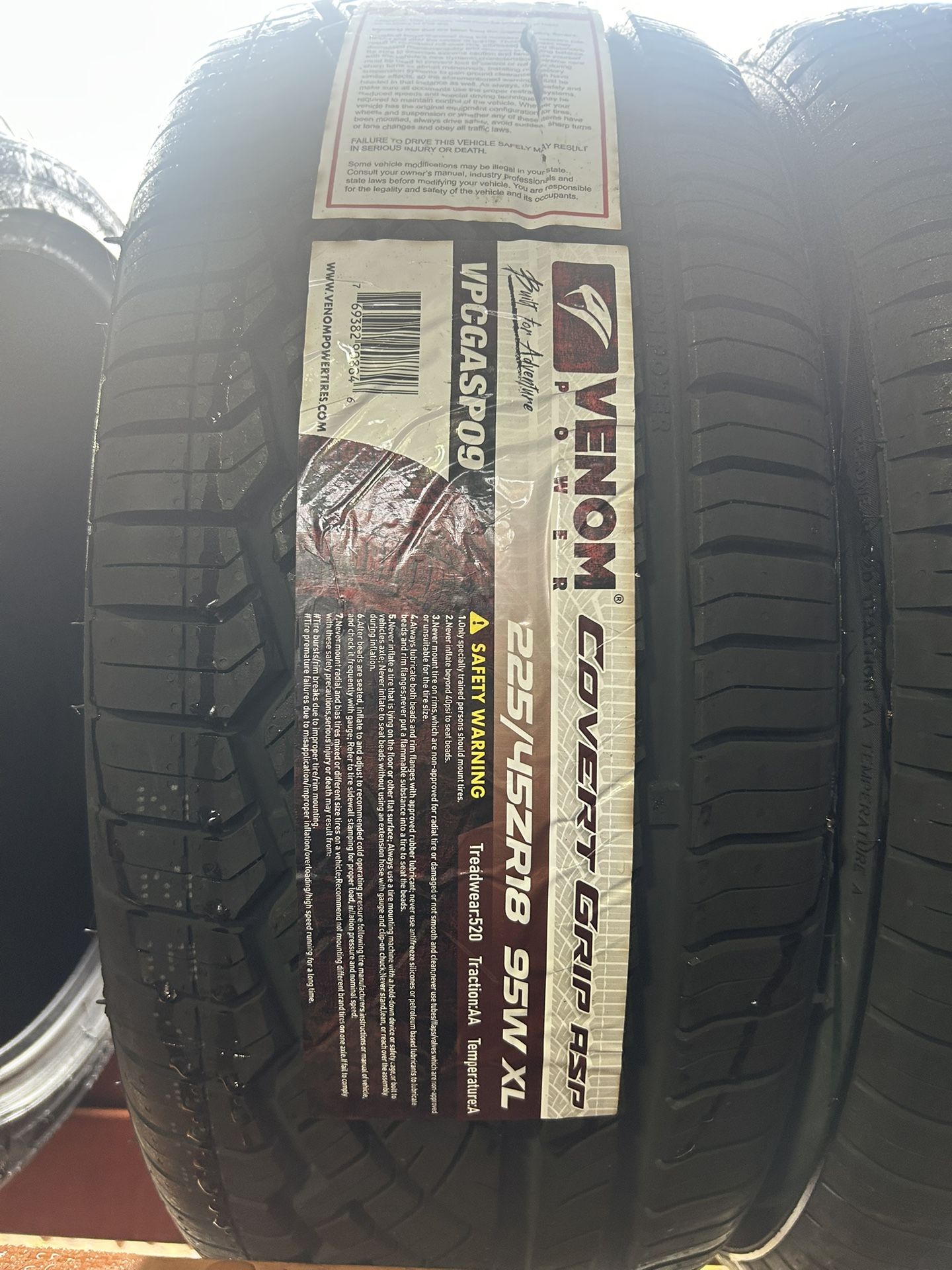 New 225/45R18 Venom Covert Grip $$110 Per Tire 