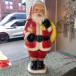 Vintage Christmas 32-Inch Solid Chalkware Santa Clause Figure