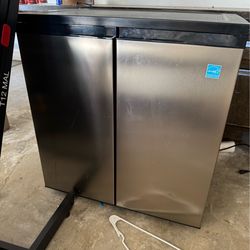 99% New Stainless Steel Double Door Mini Fridge