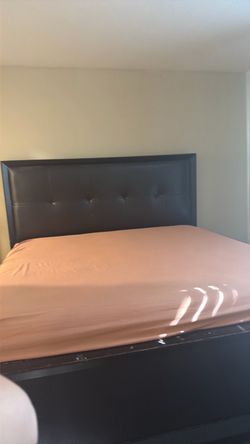 Black Faux Leather Bed Frame with Headboard