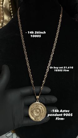 14k Gold set with gold Aztec pendant