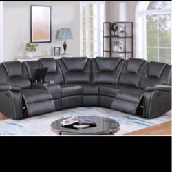 Luxurious Leather POWER recliner Sectional 