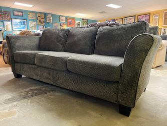 Dark Grey Upholstered Fabric 3-Seat Sofa