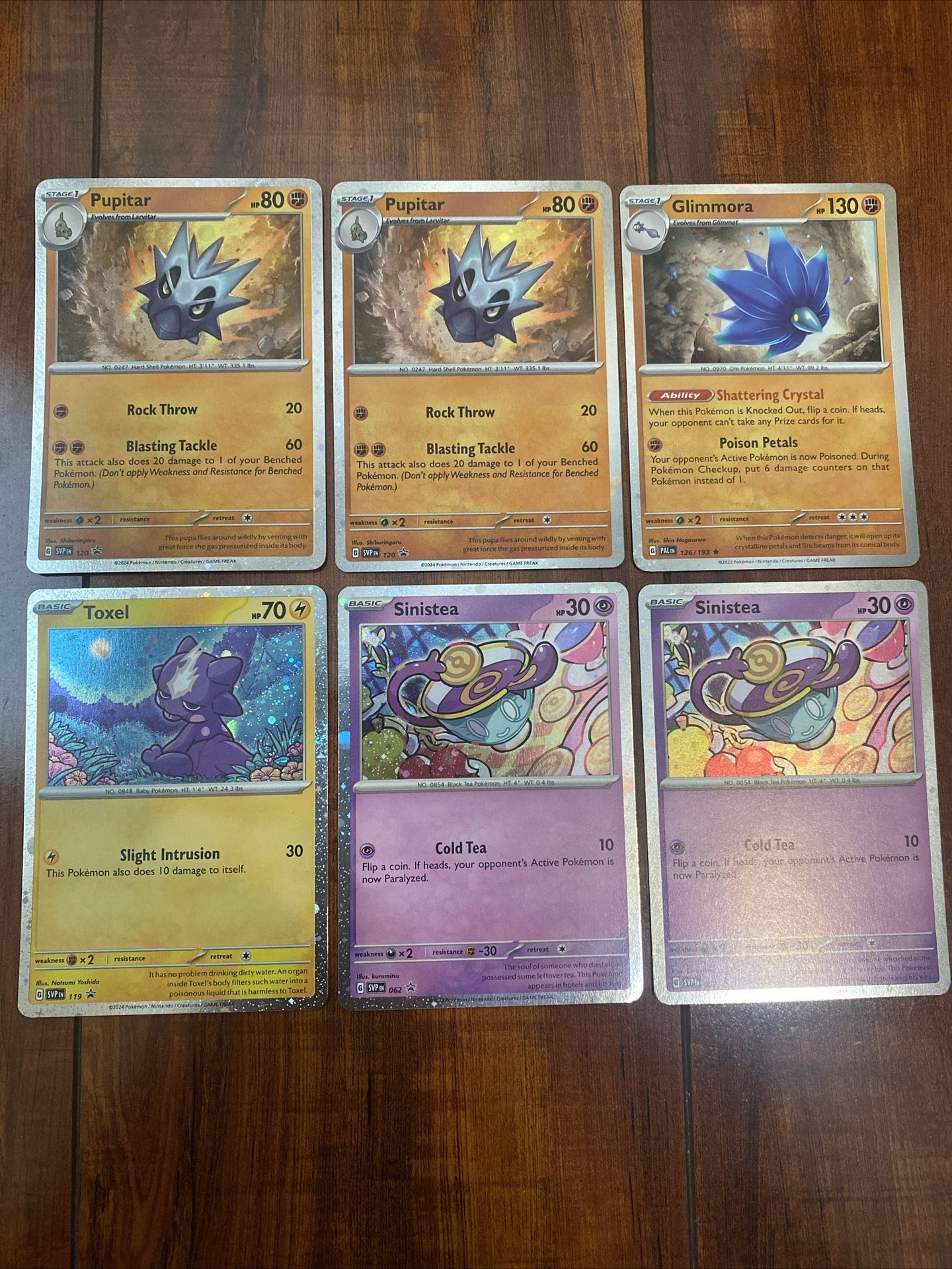 Pokemon Sinistea 62, Toxel 119 & Pupitar 120 Black Star Promo 6 Card Lot NM/M
