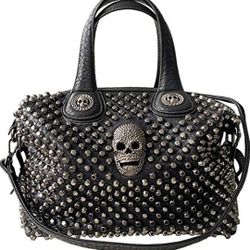 Women Handbag Satchel Rivet Skull Purse $50