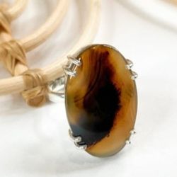 Montana Agate Sterling Silver Adjustable Ring