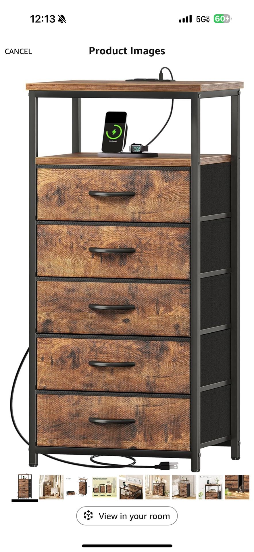 5 Drawers Dresser With Charging Station