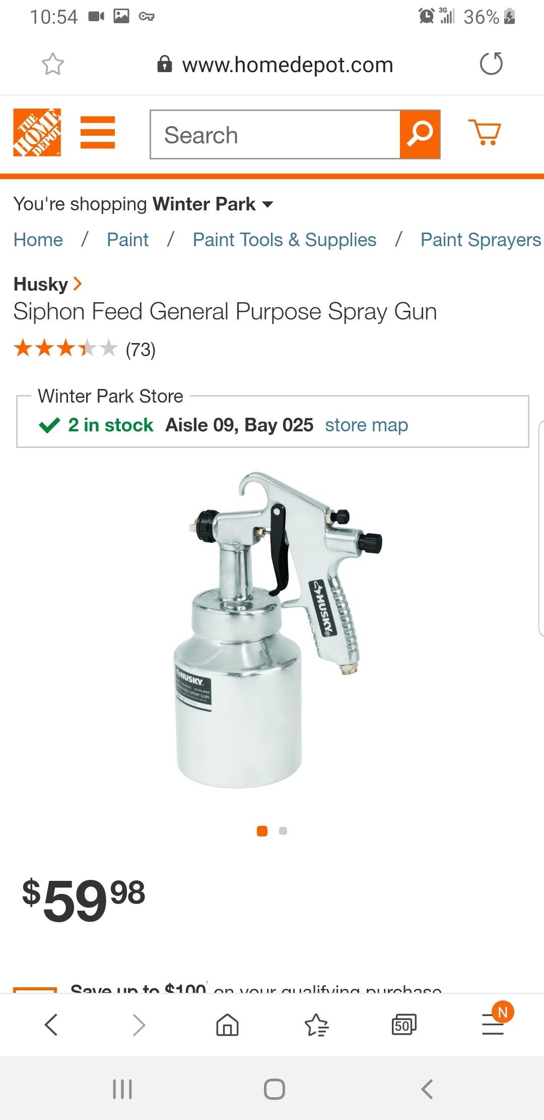 Husky Siphon Feed General Purpose Spray Gun