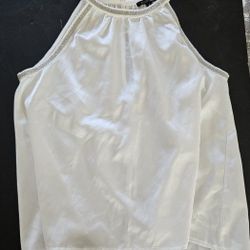 Women's Beaded Simmery Embellished Halter Neck Tank Top Satin Blouse Size S