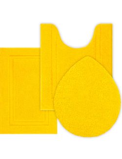 SHACOS 3 Piece Bath Rugs Set with Toilet Lid Cover Soft Absorbent
16"x24" Small Bath Mats U Shape Contour Rug Toilet Cover Set Non Slip Machine Washab