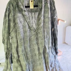 NWT XL Teton CP Shades // Made In USA Linen Tunic Shirt