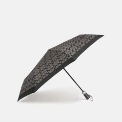 🌂 COACH FULL SIZE UMBRELLA IN SIGNATURE CLUSTER PRINT, SILVER/BLACK 