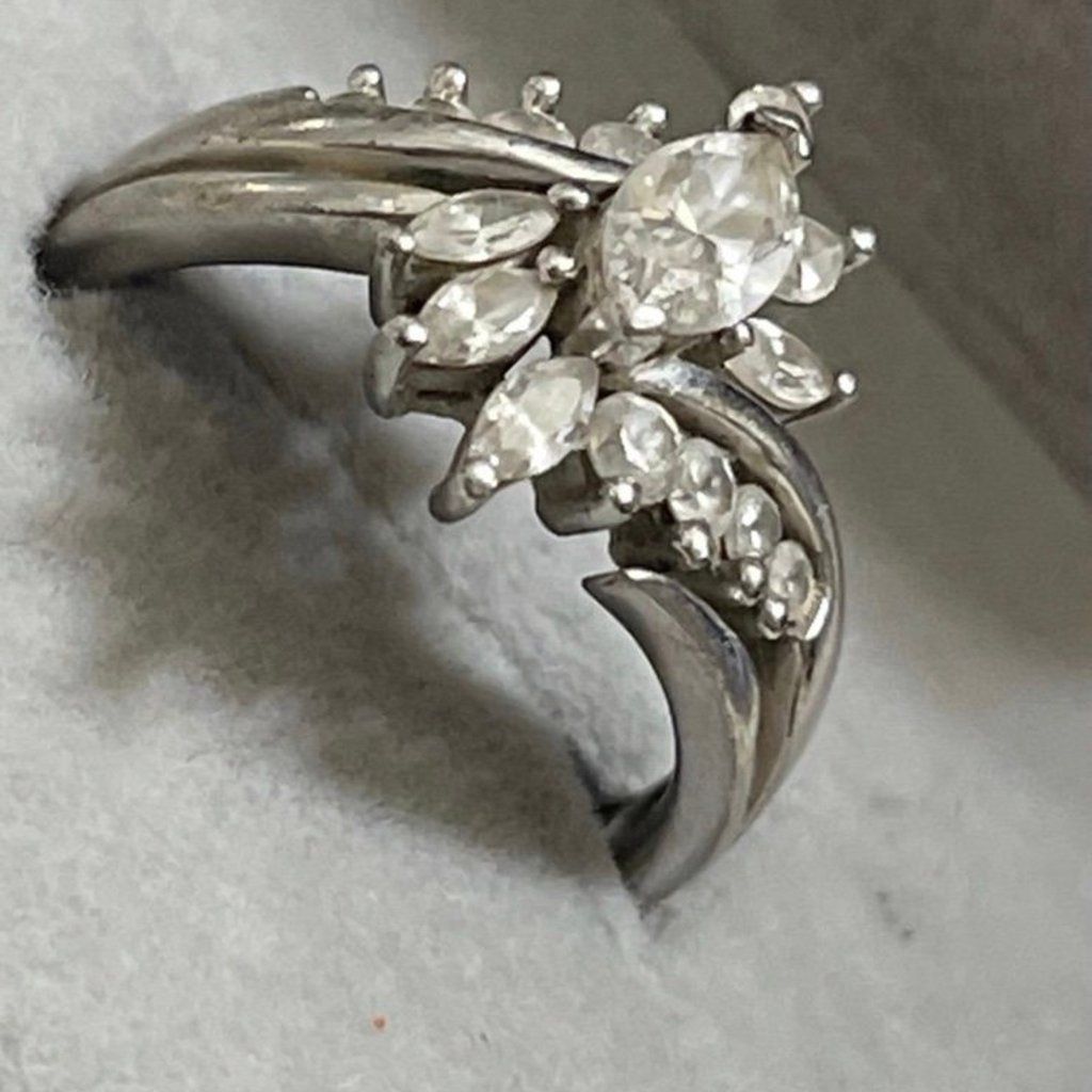 Sterling Silver Cluster CZ Ring 925 Sterling