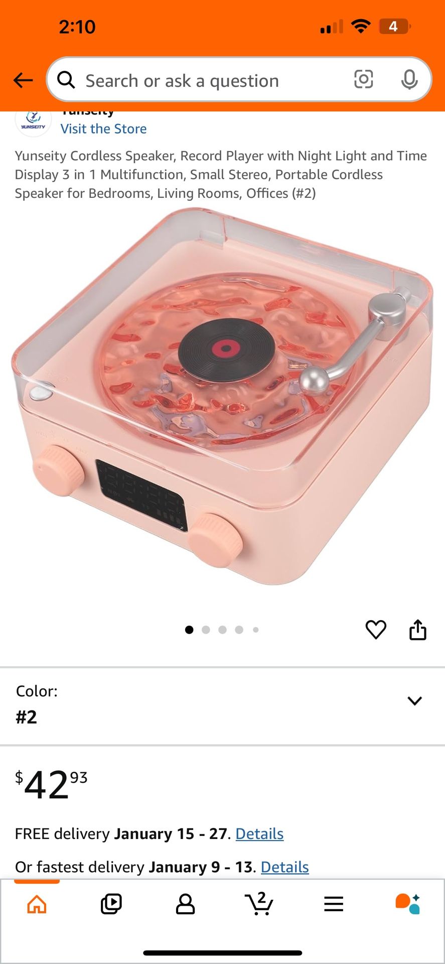 Yunseity Cordless Speaker, Record Player with Night Light and Time Display 3 in 1 Multifunction, Small Stereo, Portable Cordless Speaker for Bedrooms,