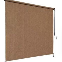SET OF 3 Outdoor/indoor Sun Blocking Roller Shades W/ Handle  - 6'x8' & 4'x8' - Walnut 