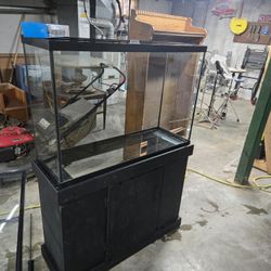 Nice Clean 42 Gallon Fish Tank W/ Never Used Water Heater And Cabinet