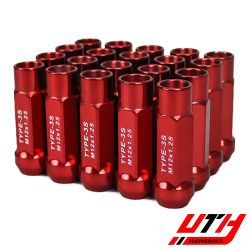 Godspeed 20pc Type 3-X 55mm Cold Forged Rim Wheel Tuner Lug Nuts 12x1.25 Red