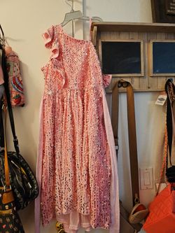 Pink Sequin One-Shoulder Girls Dress size 12