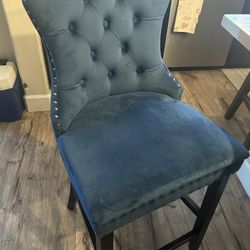 Set of 4 Blue Barstools Good Condition 