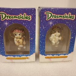 Lot of 2 Vintage 1995 Cfi Cast Art Dreamsicles Christmas Ornaments in box