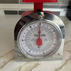 Taylor Kitchen Scale Red Silver 6 lb. Capacity Measure Food Weigh Fruits Veggies