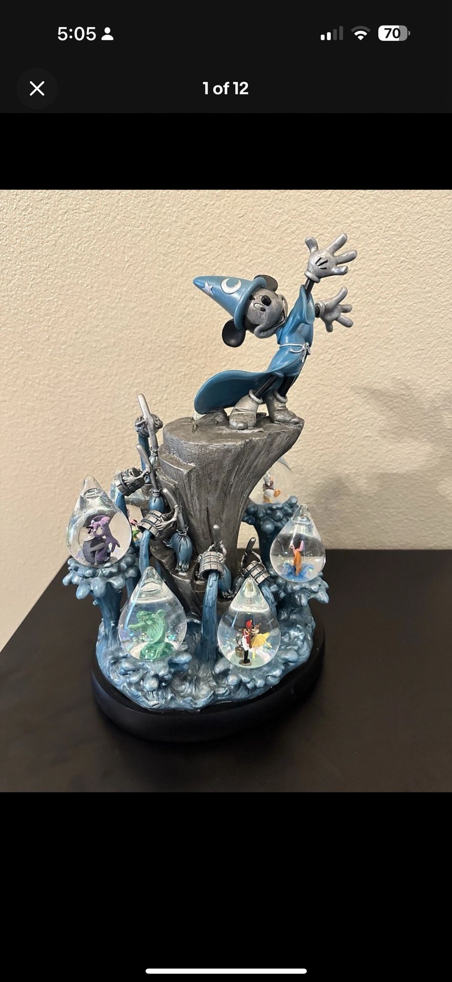 Disney 13” Mickey Mouse Fantasia 2000 Dewdrops Multi Character Snowglobe MIB