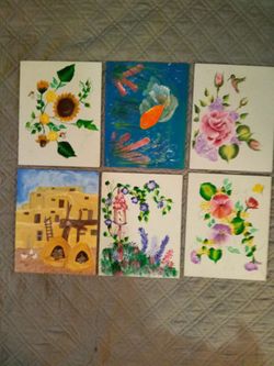 6 Hand Paintings 11 X 14 