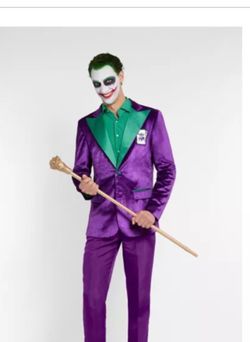 Adult Spirit Halloween Joker Purple Velvet Costume Suit Jacket Size L