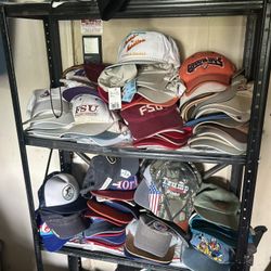 Rack Of Hats From 1980s Until 2021 