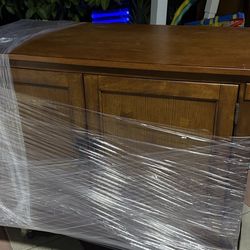 Wooden Tv console table with bottom cabinet