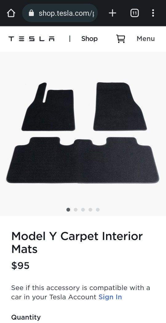 Brand New Tesla Model Y 5 Seater 3-piece Carpeted Floor Mats