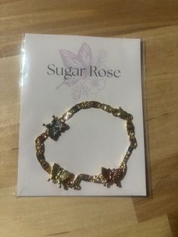 Gold Tri-color butterfly bracelet