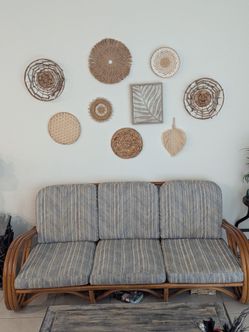 Rattan 3-Seater Sofa with Cushions