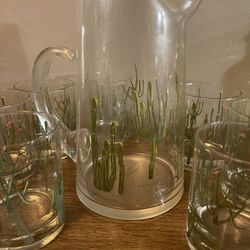 Vintage Glass Set With Pitcher