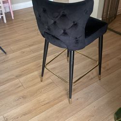 Black Velvet, Modern Barstool Set Of 2 