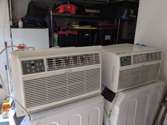 In wall air conditioners and heat. 12,000 btu and 8000 btu.