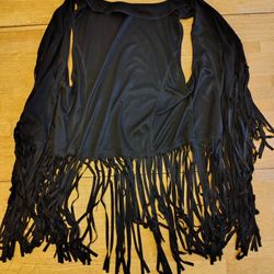 Black Suede Fringe Vest 