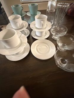 Mixed Cup, Saucer, and Glassware Bundle