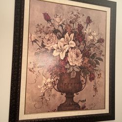 42” X52” ” Floral Portrait With Wooden Frame 