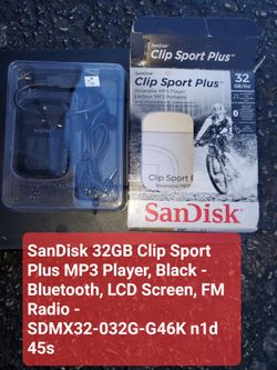 SanDisk 32GB Clip Sport Plus MP3 Player, Black - Bluetooth, LCD Screen, FM Radio - SDMX32-032G-G46K n1d 45s
